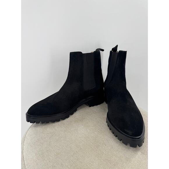 Quince Black Suede Chelsea Boot Ankle Leather Lug sole Boot NWOT 8 - Picture 3 of 7